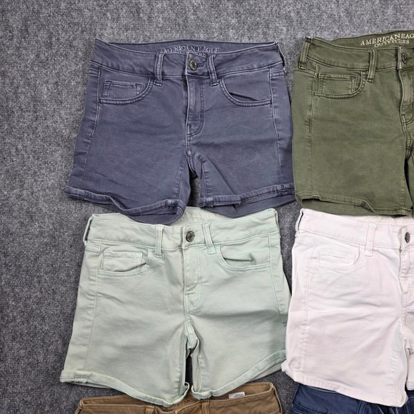 American Eagle Super Stretch Shorts Womens 4 Multicolor Bundle 6pk Mid Rise Mini - Picture 2 of 15